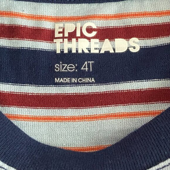 Epic Threads Little Boys Striped Pocket T-shirt Size 4T Pullover Long Sleeves - Picture 7 of 7